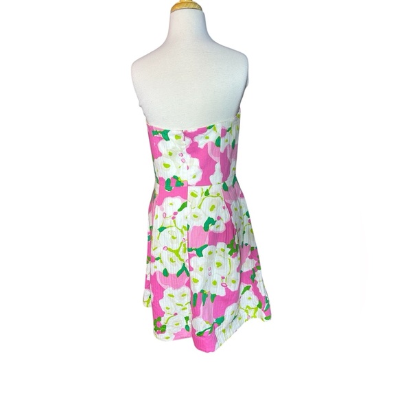 Lilly Pulitzer Strapless Floral 100% Cotton Colorful Mini Dress With Pockets - Picture 7 of 10